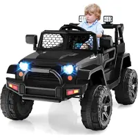Goplus 12V Kinder Elektroauto, Kinderauto mit 2,4G Fernbedienung, Kinderfahrzeug mit USB & Musik & MP3, 2,5-4,5 km/h, für Kinder ab 3 Jahre (Schwarz)