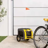 vidaXL "im " Fahrradanhänger Hunde - Stoff-Haustierfahrradanhänger - Gelb und Grau Oxford-Gewebe und Eisen - Fahrradanhänger CC25189