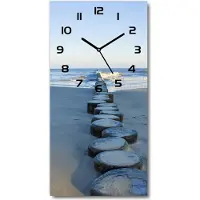 Tulup Wanduhr aus Glas – 30x60 cm - Glasbild - Glasuhr - Gehärtetes Glas -Wellenbrecher