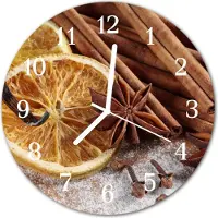 Tulup Glasuhr Wanduhr Küchenuhr Echt-Glas 30fi cm Zimt Anis braun