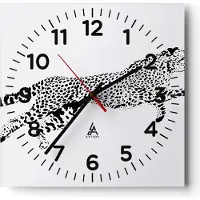 ARTTOR Wanduhr - Quadrat - Glasuhr - Gepard Tier Dots - 30x30cm - Schleichendes Uhrwerk - Lautlos - zum Aufhängen bereit - Dekoration Modern - Wanddekoration aus Glas - C4AC30x30-3128