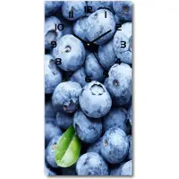 Tulup Wanduhr aus Glas – 30x60 cm - Glasbild - Glasuhr - Gehärtetes Glas -Blaubeeren