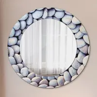Coloray Spiegel - Mirror zum Wandspiegel Schlafzimmer – Schminkspiegel- Meer Steine Kreis- Ø60cm