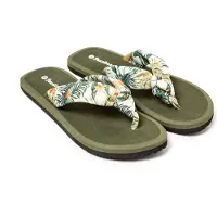 Brasileras Damen Zehensandalen mit rutschfester Sohle bequem schuhe strand/schwimmbad/stadt militärgrün 41 EU - UBHIS