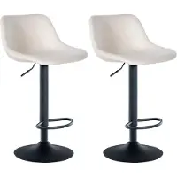 DELUKE 2er Set Barhocker HODOR - Samt Creme 43x49x79 cm | Barstuhl Höhenverstellbar Mit Lehne Drehbar Tresenhocker Tresenstuhl Kneipenhocker Kneipenstuhl