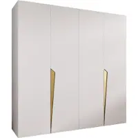 MEBLE KRYSPOL Schrank 200x202x52 cm mit Kleiderstange, 4xTür, PIANO, Weiß, Griff Gold