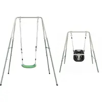 Axi Schaukel aus Metall mit Babysitz und Schaukelsitz in Grün und Crème | 2-in-1 Kinderschaukel für Babys und Kinder - Schaukel mit Gestell | Schaukelgerüst für den Garten - ab 12 Monaten