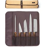 Pirge PRGE Titan East Messer japanischer Artset mit Tasche 6 Stück - Edelstahl Profi Küchenmesser Set - Asiatisches Messerset - Profi Messerset Scharf
