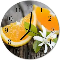 Tulup Glasuhr Wanduhr Küchenuhr Echt-Glas 30fi cm Zitrone gelb