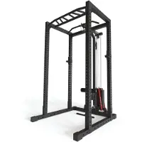 ATLETICA R7-Base Stack Power Rack | Power Rack mit 90kg oder 120kg Steckgewicht | Latzugstation mit Legblocker | Ruderstation | 200 cm Höhe