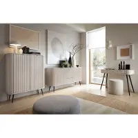Lomadox Wohnzimmer Set 3-teilig mit Rillen in Kaschmir, Metallfüße schwarz, ZARA-160