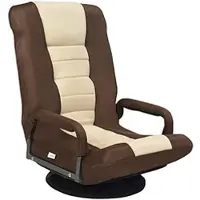 Costway Relaxsessel 360° drehbar, Bodensessel mit 6-Fach verstellbarer Rückenlehne, Liegestuhl bis 140kg belastbar, Bodenstuhl Sessel gepolstert, Braun+Beige