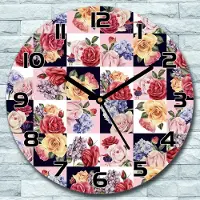 Coloray Wanduhr aus Glas Rund fi 30 Natur Blumen Quarz Deko Schlafzimmer Büro