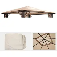 Mendler Ersatzbezug für Dach Pergola Pavillon Mira 3,5x3,5m creme