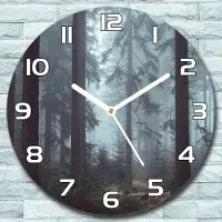 Coloray Wanduhr aus Glas Rund fi 30 Nebliger Wald Quarz Deko Schlafzimmer Büro