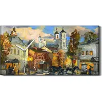 Coloray Dekor Leinwand Uhr Wandbilder Geräuschlos 60x30 Ölgemälde Stadt Gebäude Kunst - weiße Hände