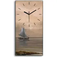 Coloray Leinwand Wanduhr Wandkunst Uhr 30x60 Meereslandschaft Fischer boote Schiffe - schwarze Hände