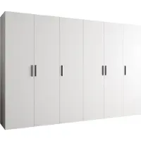 MEBLE KRYSPOL Schrank 300x202x52 cm mit Kleiderstange, 6xTür, BARI, Weiß, Griff Schwarz