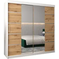 MEBLE KRYSPOL Kleiderschrank, Schiebetürenschrank Schlafzimmer, Schrank mit Spiegel VERONA 4 200 cm