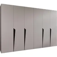 MEBLE KRYSPOL Schrank 300x202x52 cm mit Kleiderstange, 6xTür, PIANO, Kaschmir, Griff Schwarz