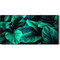 Coloray Leinwand Uhr Küche Wohnzimmer Bild 60x30 Gemälde Blüten Blätter Pflanze - schwarze Hände