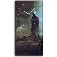 Coloray Wanduhr Leinwand Bild Uhr 30x60 mysteriösen Wald Zauberer im Umhang - weiße Hände