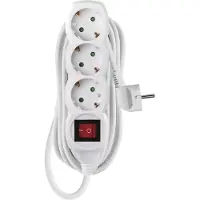Emos Ilgiklis 3 lizdų 5.0m su įžeminimu, su jungikliu (baltas) 1.5mm²