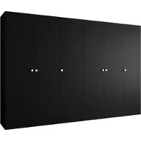 MEBLE KRYSPOL Schrank 300x202x52 cm mit Kleiderstange, 6xTür, PARMA, Schwarz, Griff Silber
