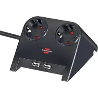 Brennenstuhl Tischsteckdose Desktop-Power 2-fach schwarz DE Packung mit 2 Stück