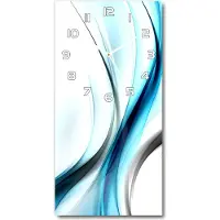 Tulup Wanduhr aus Glas – 30x60 cm - Glasbild - Glasuhr - Gehärtetes Glas -Wellenabstraktion