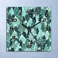 Coloray Wanduhr Echt-Glas-Küchenuhr Winterwald Berge Quarz Lautlos 30x30 Deko Bilder