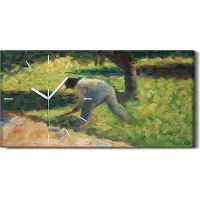 Coloray Wanduhr Bürouhr Leinwand Bild Geräuschlos Kunstdruck 60x30 Bauer mit Hacke - weiße Hände
