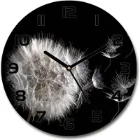 Tulup Wanduhr aus Glas 30fi Glasbild Glasuhr Gehärtetes Glas - schwarze-zeiger - Dandelion