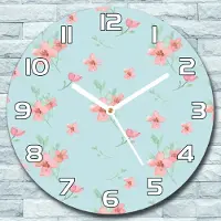 Coloray Wanduhr aus Glas Rund fi 30 Blumen Garten Wiese Quarz Deko Schlafzimmer Büro