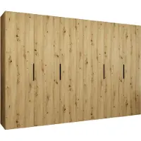 MEBLE KRYSPOL , Kleiderschrank, Schrank 300 cmx202x52, Artisan Eiche, Schwarz