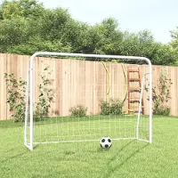 vidaXL Möbel Fußballtor mit Netz Weiß 214x75x152 cm Stahl & Polyester - Sonstiges Fußballzubehör &4328