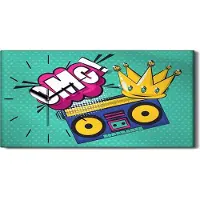 Coloray Wohnzimmer-Bild Leinwand Uhr 60x30 Pop Kunst pulsierende Retro Boombox - schwarze Hände