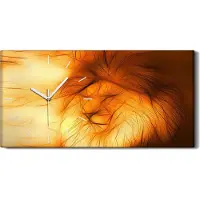 Coloray Wanduhr Bürouhr Leinwand Bild 60x30 Gemälde Abstrakte Tier Katze Löwe Kunst - weiße Hände