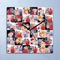 Coloray Wanduhr Echt-Glas-Küchenuhr Natur Blumen Quarz Lautlos 30x30 Deko Bilder