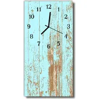 Tulup Glasuhr Wanduhr Küchenuhr Echt-Glas 30x60 Holz Blau