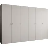 MEBLE KRYSPOL Schrank 300x202x52 cm mit Kleiderstange, 6xTür, PARMA, Kaschmir, Griff Schwarz