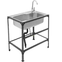 Easybuy Große Freistehend Edelstahl Spüle mit Armatur Komplett Zubehör Gewerbliche Einschalen Spüle