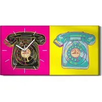 Coloray Küche Wohnzimmer Wand Leinwand Uhr 60x30 Bunter Jahrgang Pop Kunst Telefon - weiße Hände