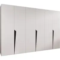 MEBLE KRYSPOL Schrank 300x202x52 cm mit Kleiderstange, 6xTür, PIANO, Weiß, Griff Schwarz