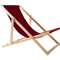Woodok Liegestuhl Klappbar Holz - Strandstuhl aus Buchenholz bis 120kg, ohne Armlehne - 3-Stufige Rückenlehnenverstellung (Rotwein)