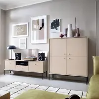 Lomadox Wohnzimmermöbel Set beige, Fußgestell schwarz, MALAGA-160, 2-teilig