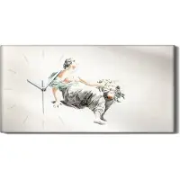 Coloray Dekor Leinwand Uhr Wandbilder 60x30 Zeichnung Alte Frauen Früchte Kunst - weiße Hände