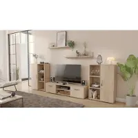 Per la vita Wohnwand Herkules Sonoma Modern Schrankwand, Wohnzimmerschrank mit Hängeschrank, , Sideboard und Wandregal, Wohnzimmer