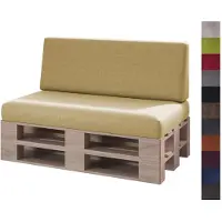 Sunnypillow 2er Palettenkissen Set mit abnehmbarem Bezug Sitzkissen + Rückenkissen | Sandfarben |