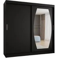 MEBLE KRYSPOL Kryspol - Kleiderschrank mit Spiegel, 200 cmx200x62cm, 2 Tür, ROSSA 200, Schwarz